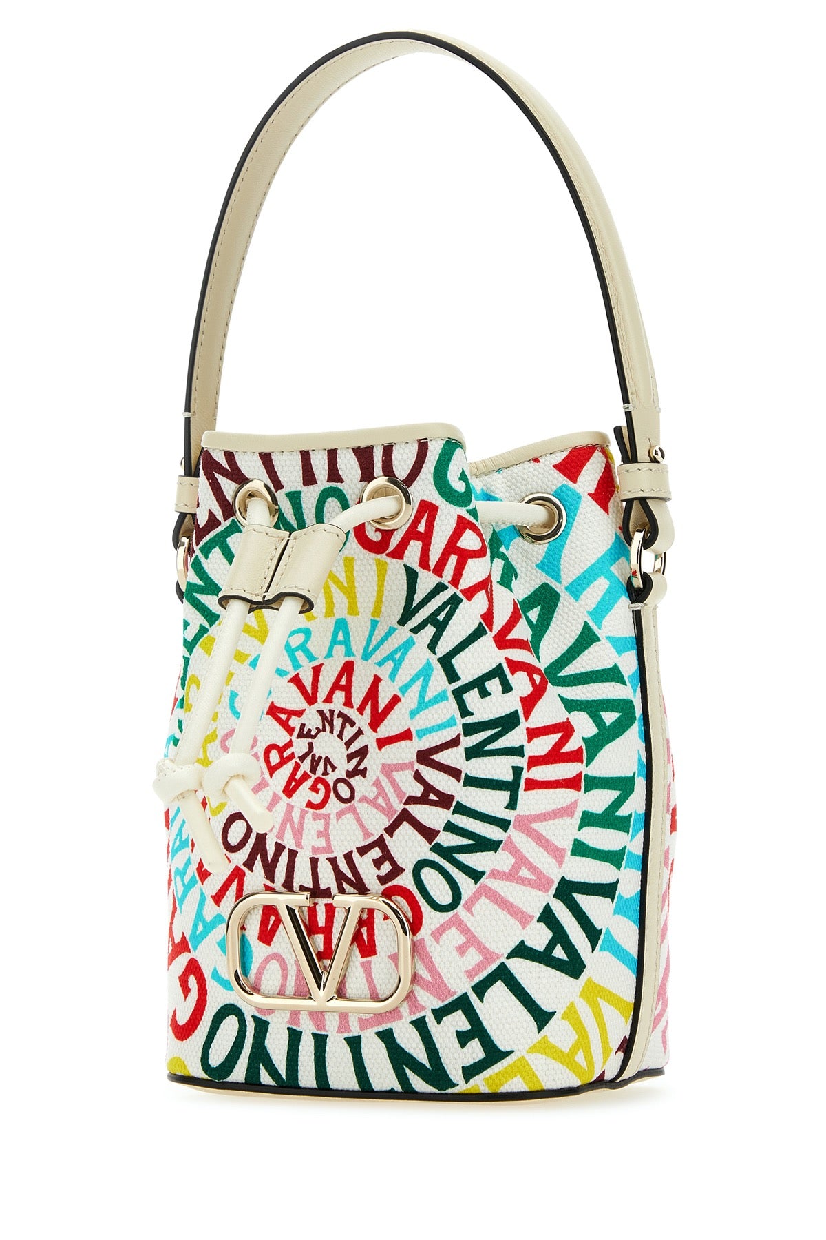 VALENTINO GARAVANI Mini Printed Canvas and Leather Escape Bucket Handbag