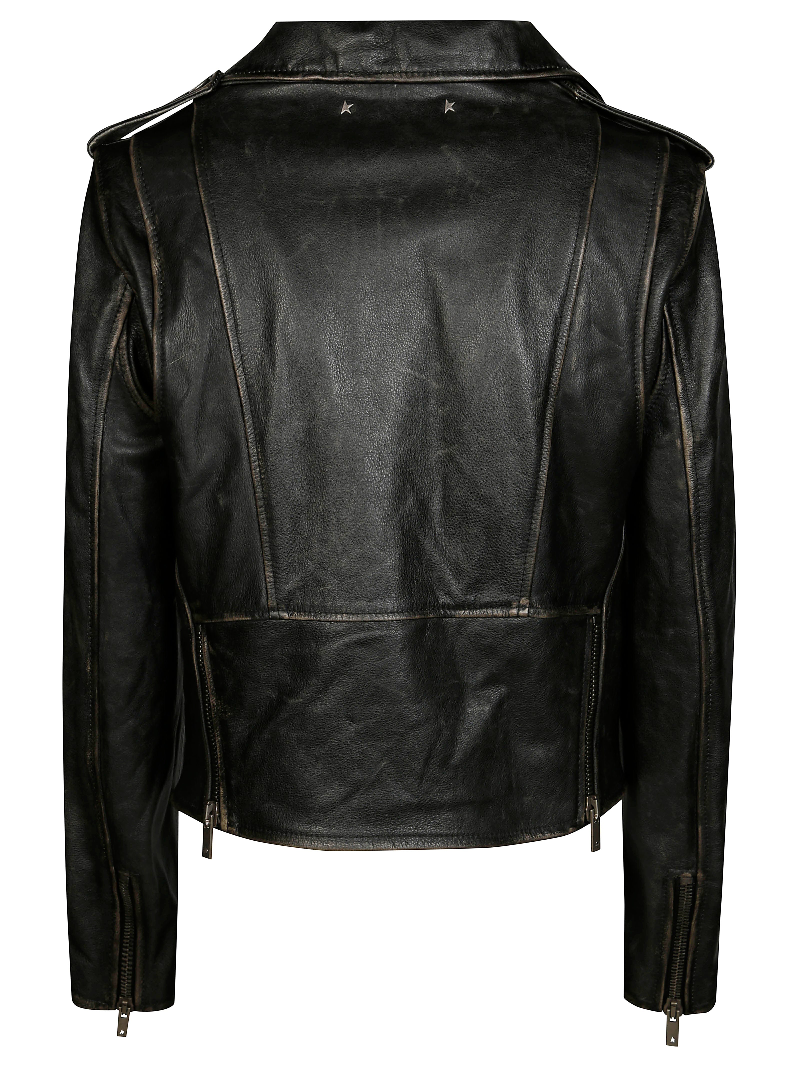GOLDEN GOOSE Men's Leather Zip-Up Jacket