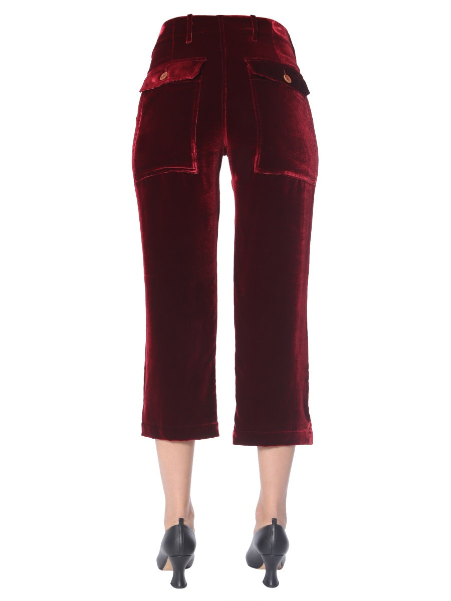 JEJIA Cropped Trousers with Front Zip and Button Closure
