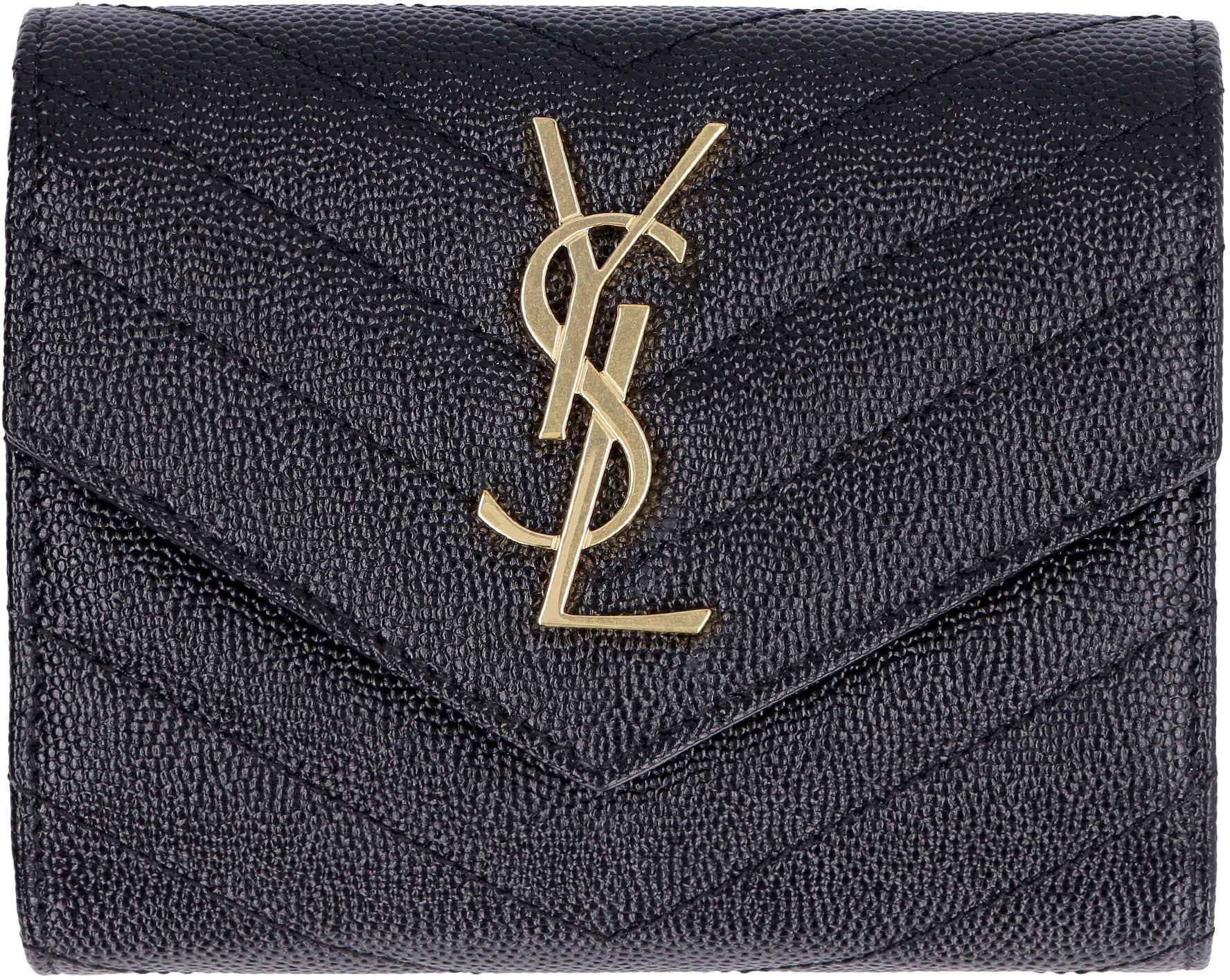 SAINT LAURENT Mini Tri-Fold Wallet with Quilted Design