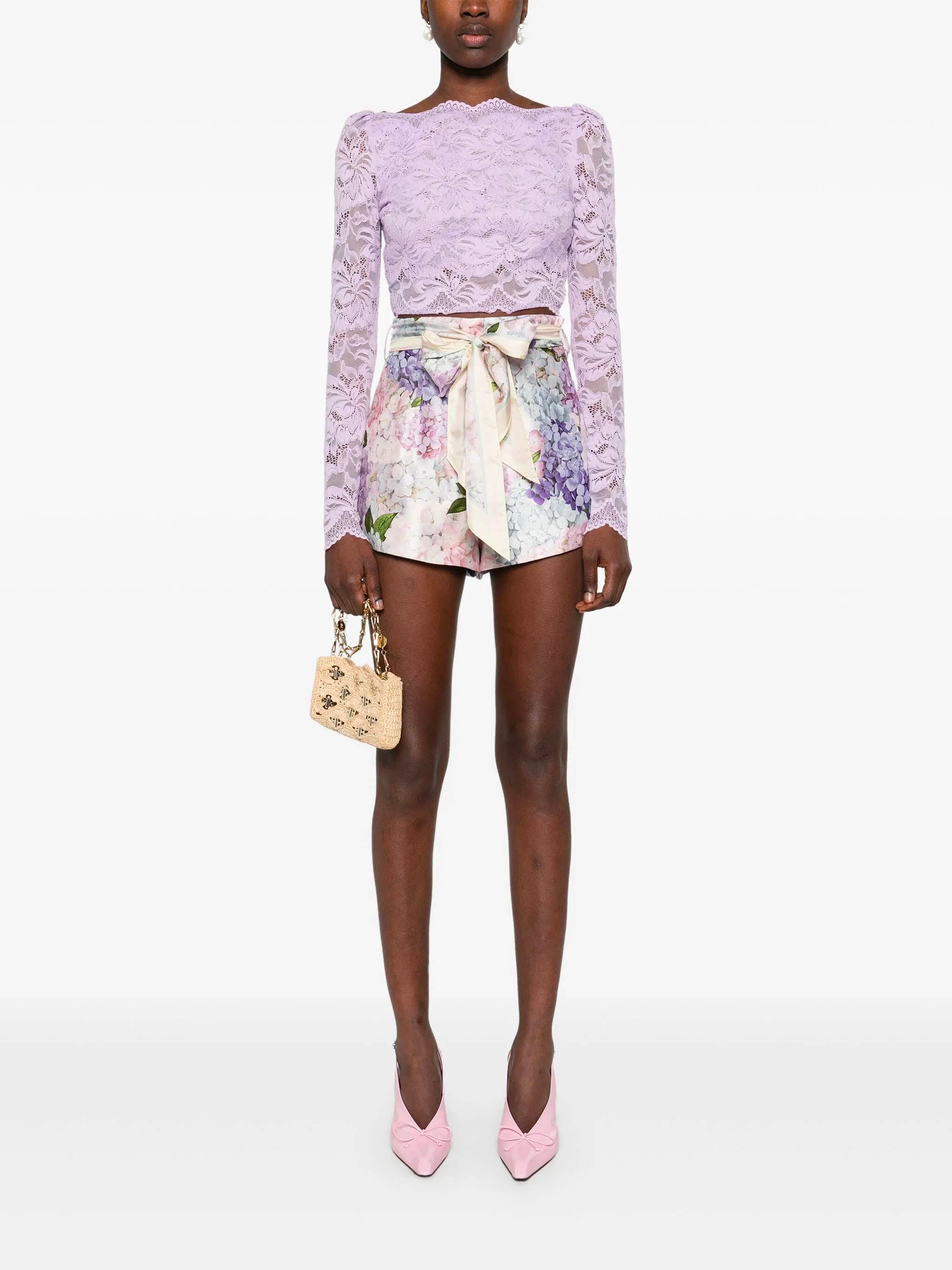 ZIMMERMANN High-Waisted Mini Silk Shorts with Removable Scarf Belt