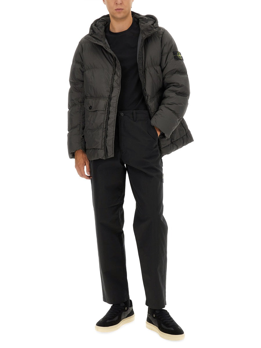 STONE ISLAND Men's Wind-Resistant Down Jacket with Hood