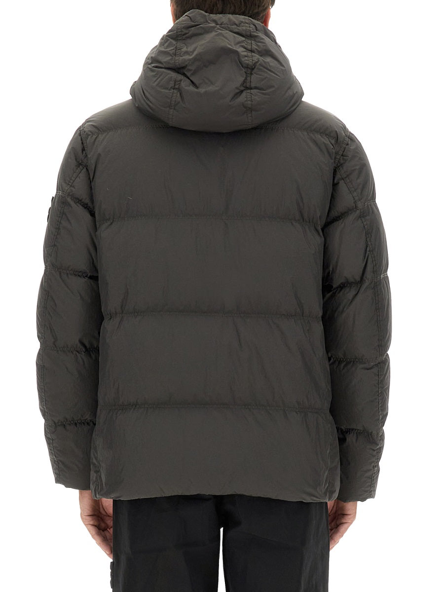 STONE ISLAND Men's Wind-Resistant Down Jacket with Hood