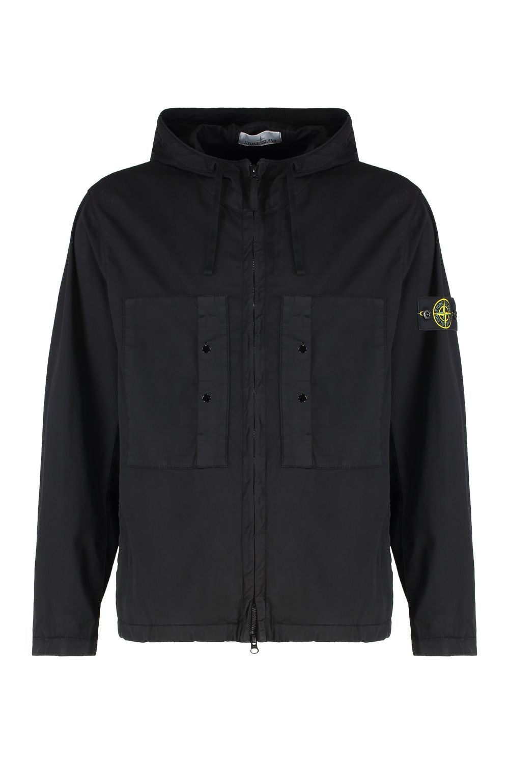STONE ISLAND Hooded Cotton Jacket with Removable Logo Patch