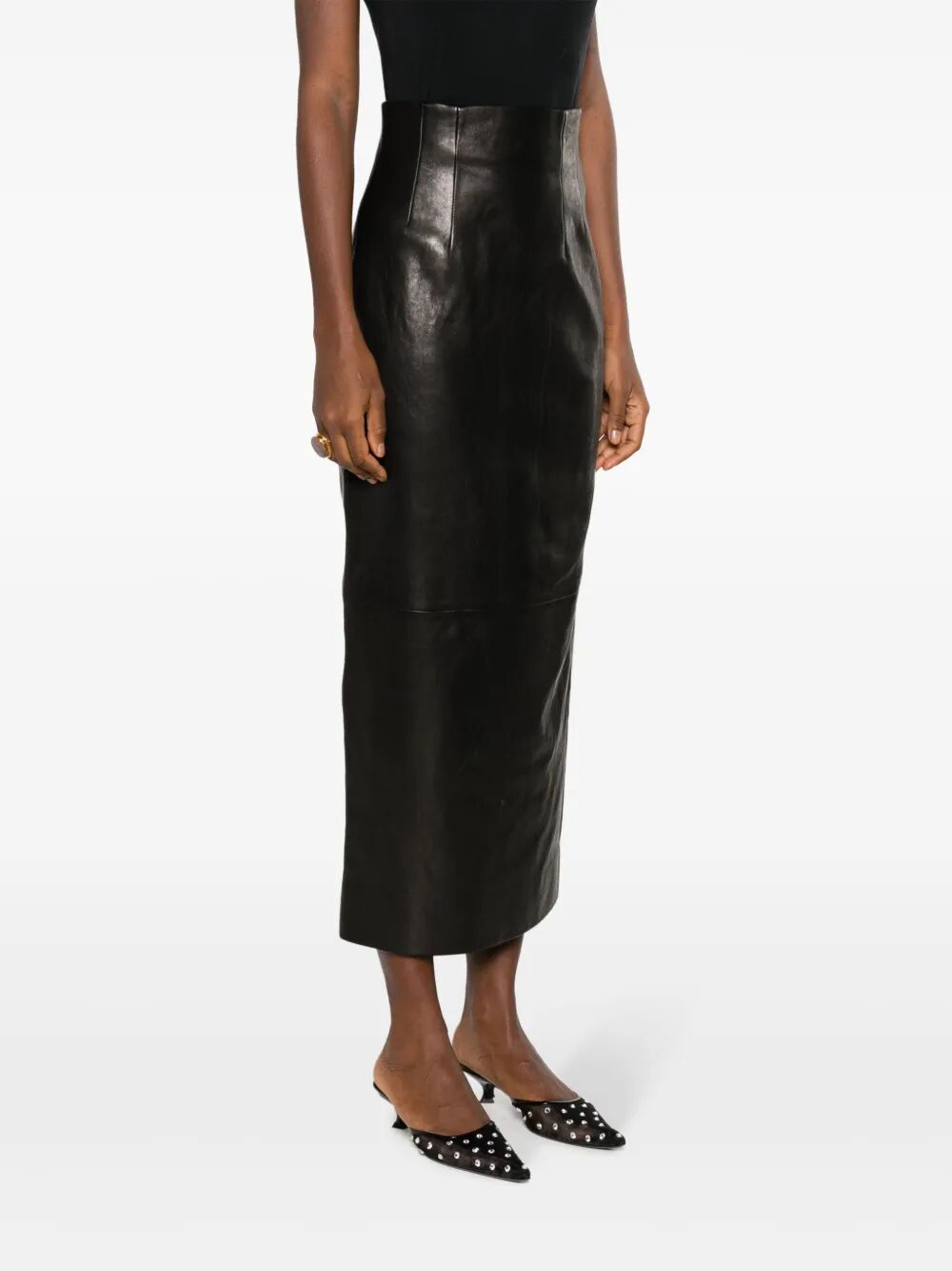 KHAITE Mini Leather Loxley Skirt