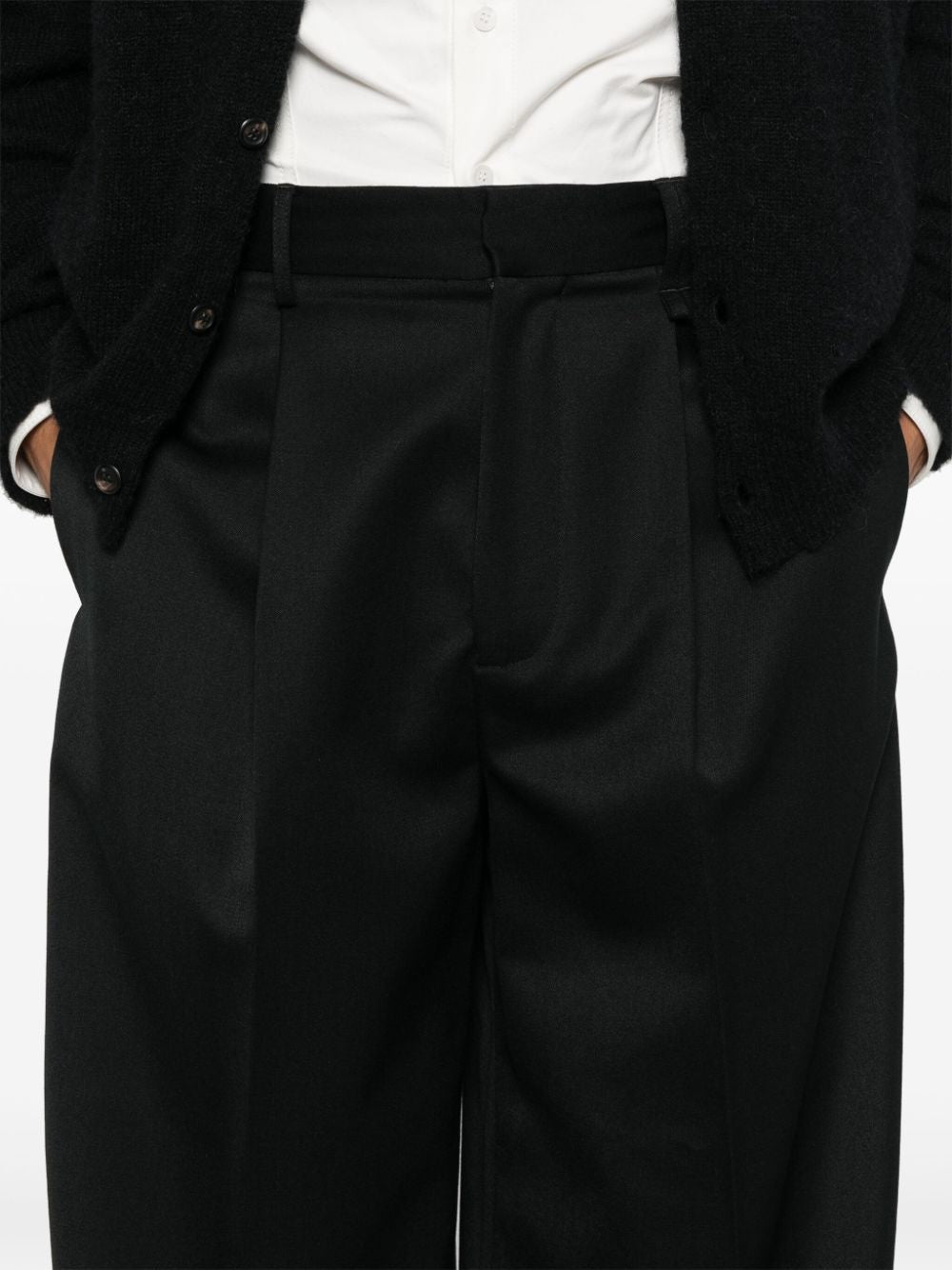 SIMONE ROCHA Wide Fit Wool Pants with Zipper Closure