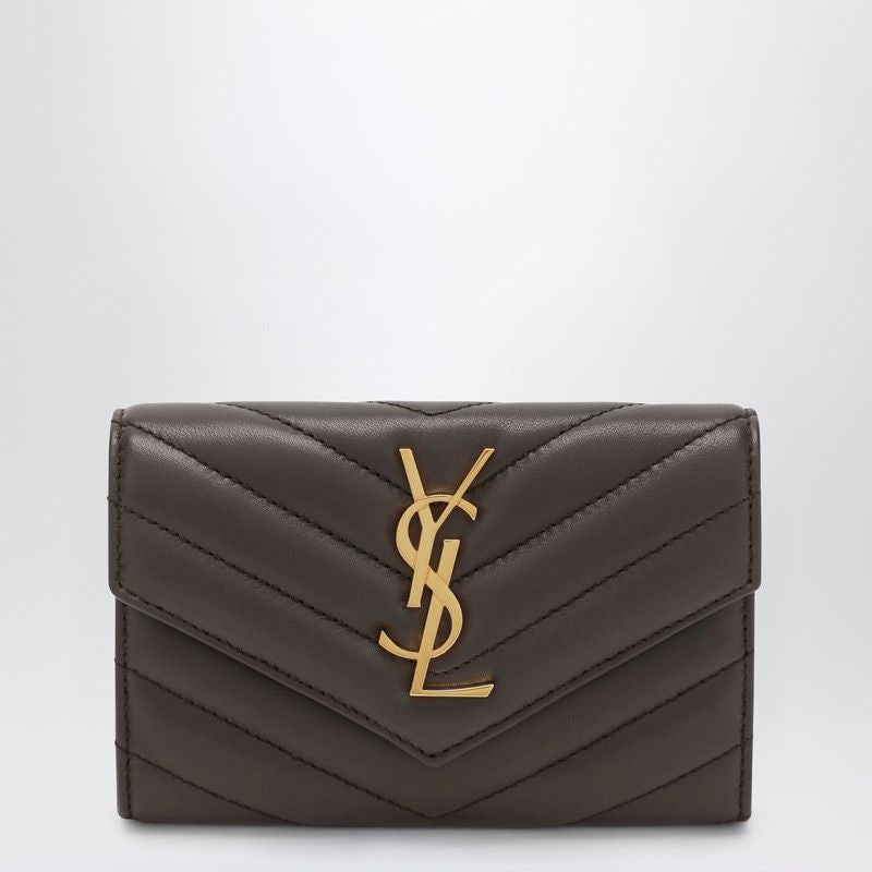 SAINT LAURENT Mini Quilted Lambskin Wallet with Golden Logo