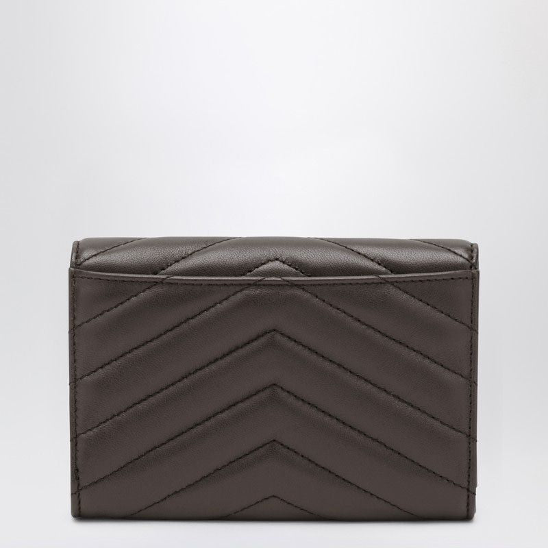 SAINT LAURENT Mini Quilted Lambskin Wallet with Golden Logo