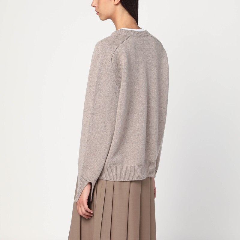RÓHE V-Neck Cashmere Blend Sweater with Wrap Sleeves
