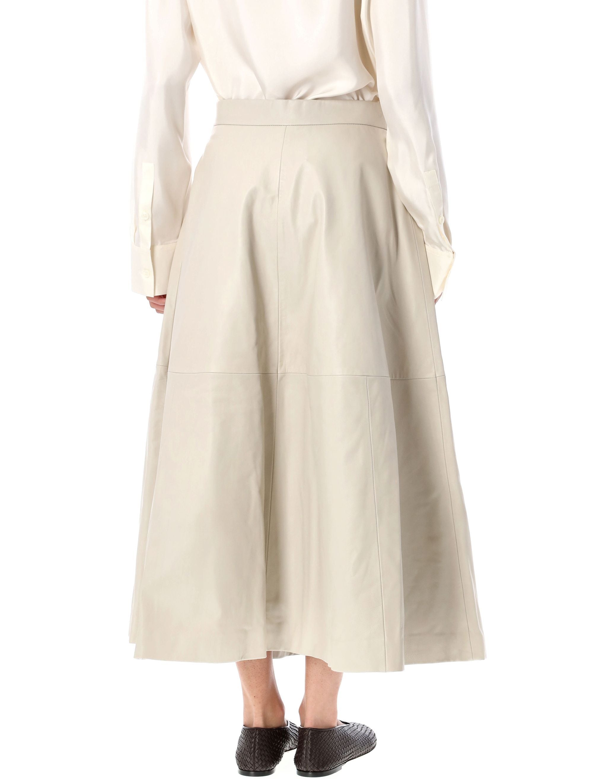 RÓHE High Waist A-Line Midi Leather Skirt