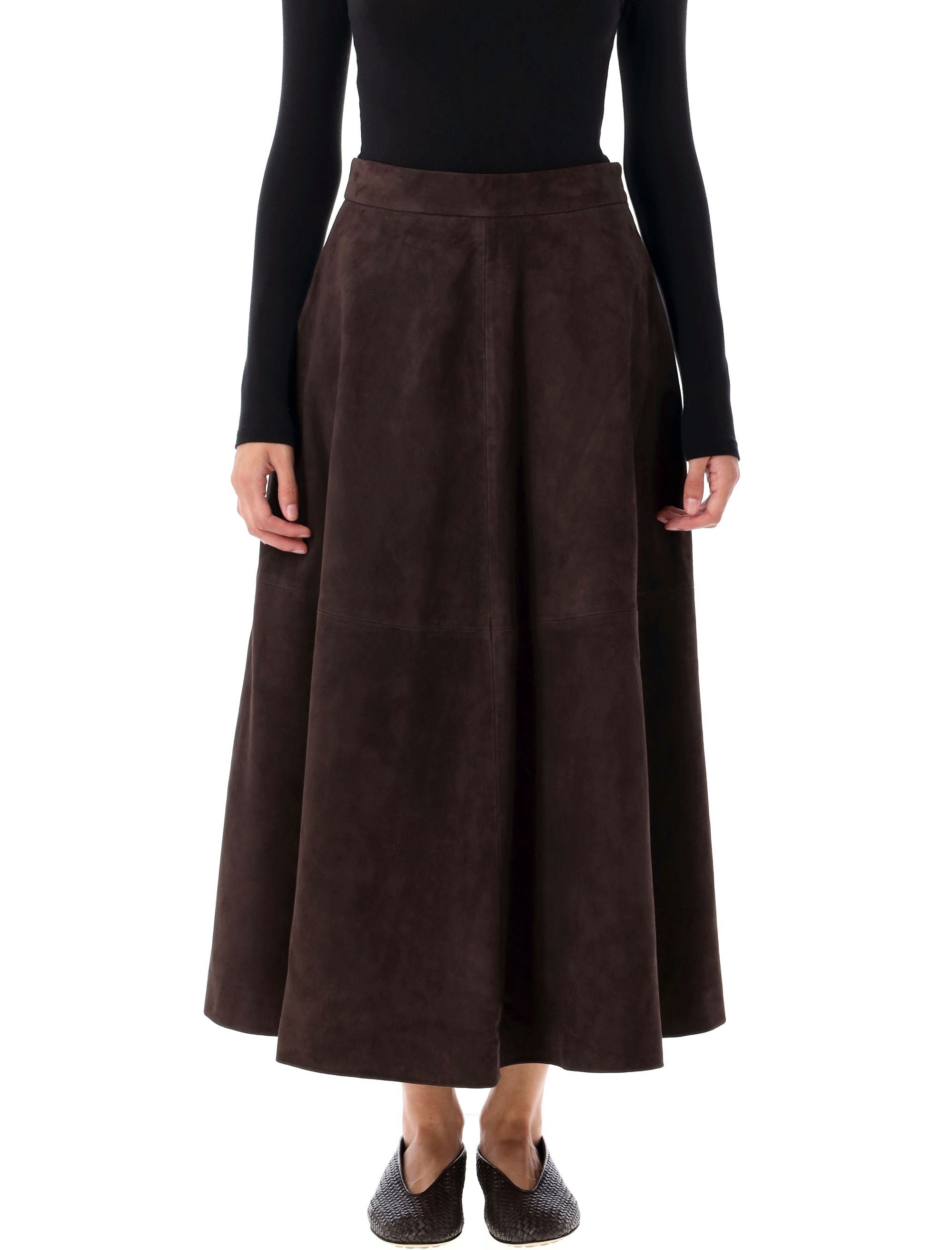 RÓHE Women’s A-Line Midi Suede Skirt - Size 36