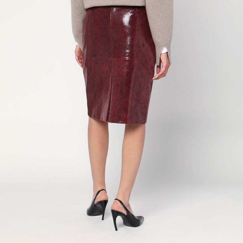RÓHE High Waist Faux Snakeskin Leather Pencil Skirt