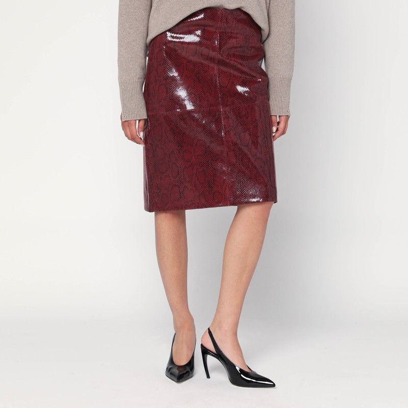RÓHE High Waist Faux Snakeskin Leather Pencil Skirt