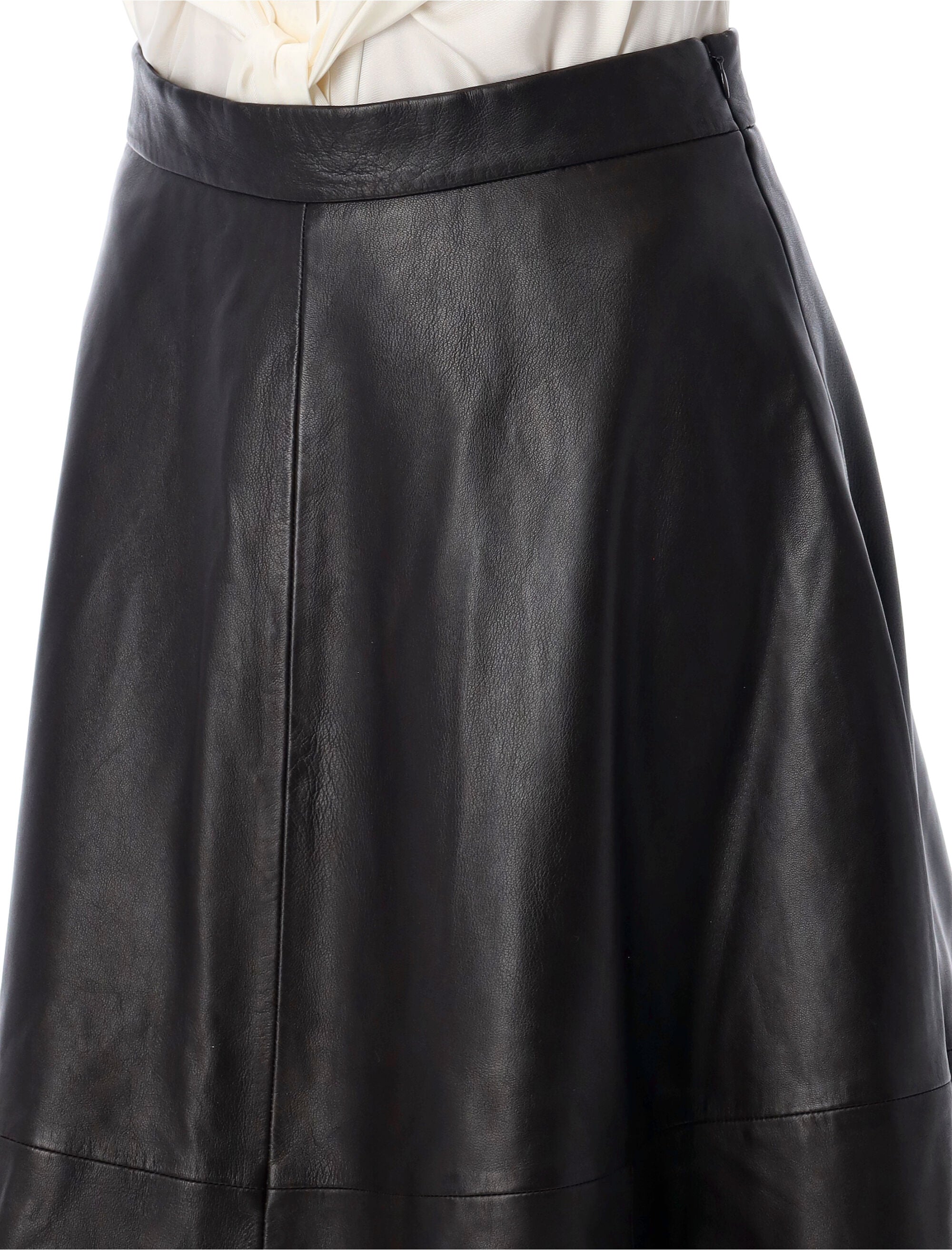 RÓHE Chic A-Line Midi Leather Skirt - Size 36