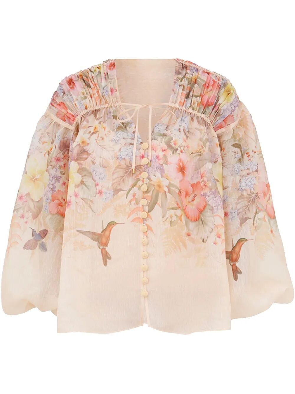 ZIMMERMANN Illuminate Drawn Silk Linen Blouse