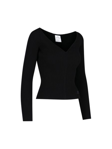 COURREGÈS Eclectic V-Neck Jumper for Women