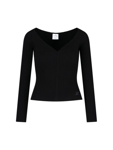 COURREGÈS Eclectic V-Neck Jumper for Women
