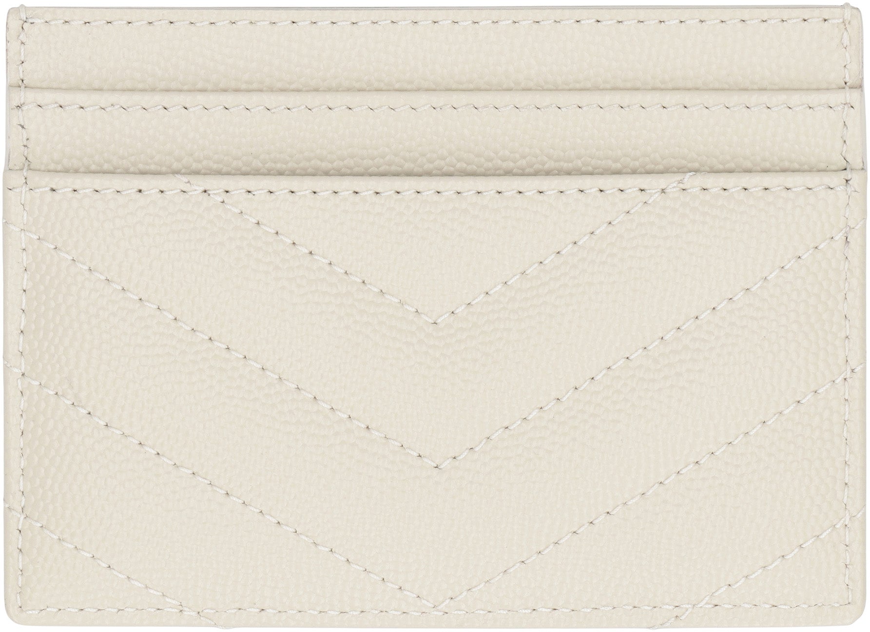 SAINT LAURENT Mini Quilted Leather Card Holder with Logo