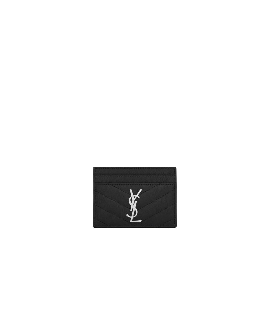 SAINT LAURENT Mini Quilted Card Holder with Metal Logo