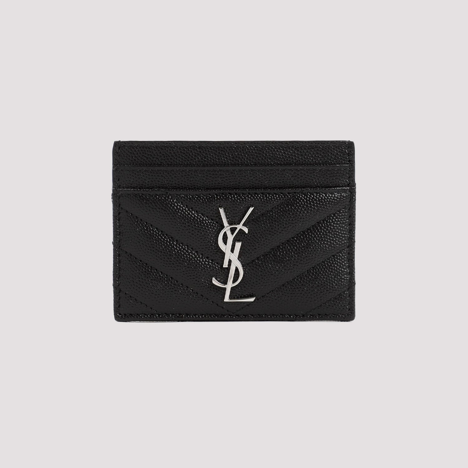 SAINT LAURENT Mini Quilted Card Holder with Metal Logo