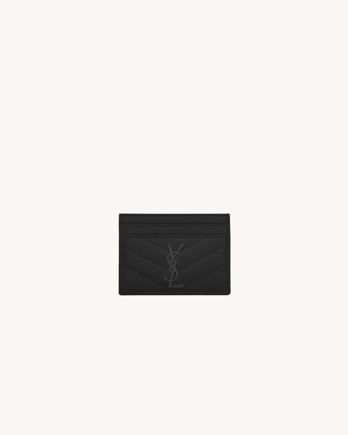 SAINT LAURENT Mini Leather Card Holder - 7.5 CM x 10.5 CM
