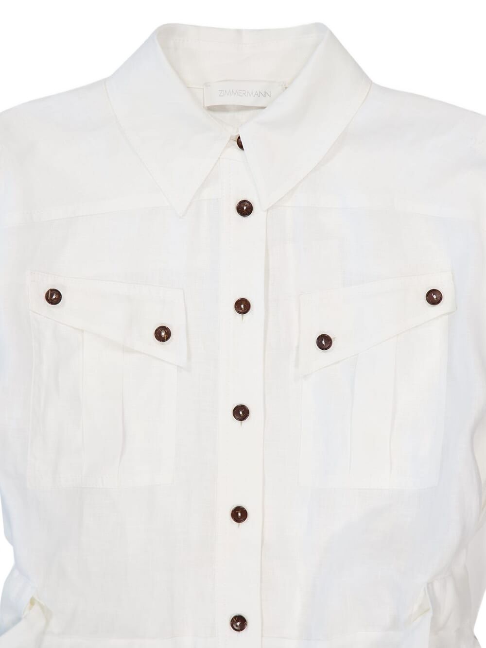 ZIMMERMANN Mini Linen Short Playsuit with Button Fastening