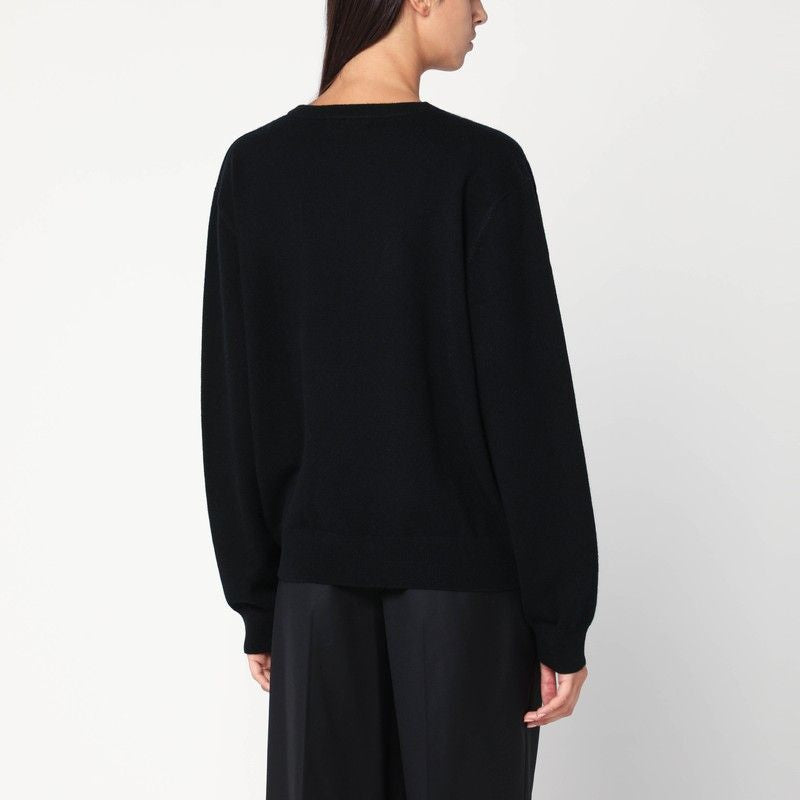 EXTREME CASHMERE V-Neck Cashmere Sweater with Multicolored Cuff Detail