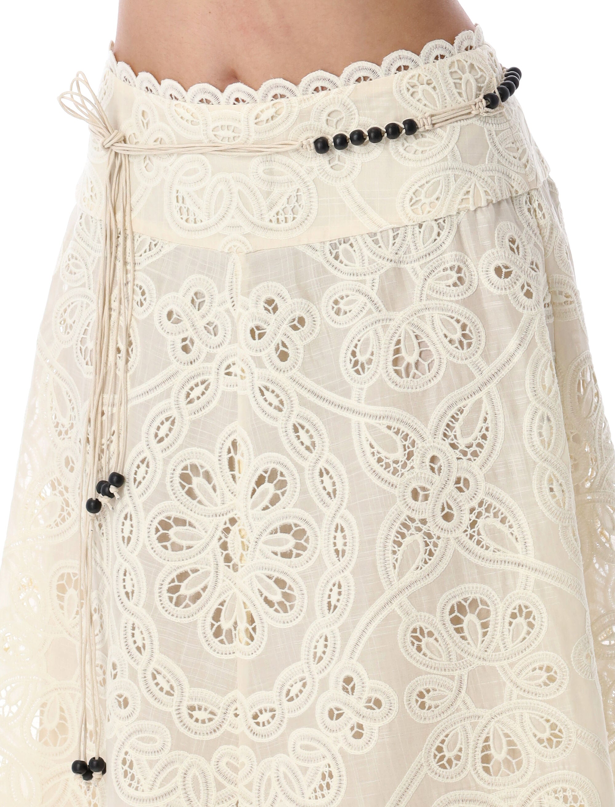 ZIMMERMANN Front Tie Maxi Skirt with Cut-Out Floral Detailing