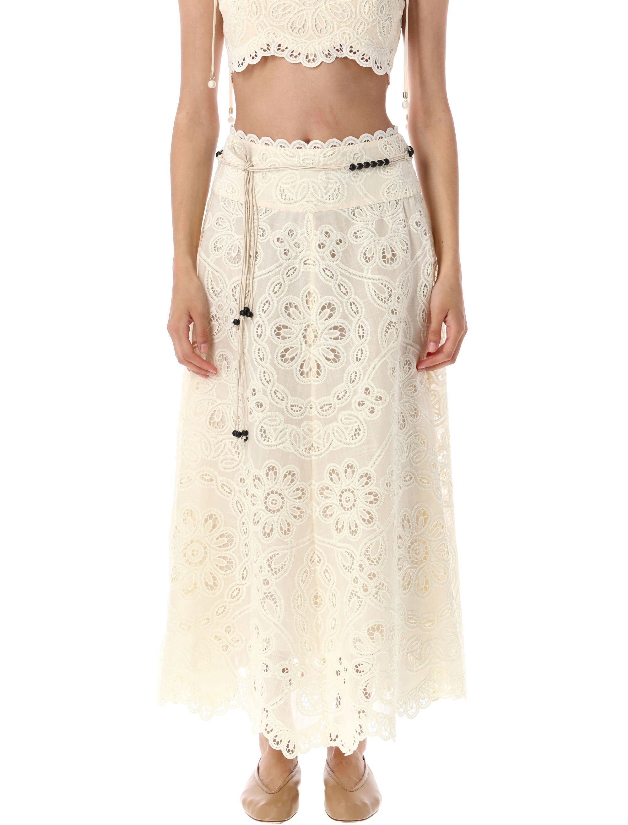 ZIMMERMANN Front Tie Maxi Skirt with Cut-Out Floral Detailing