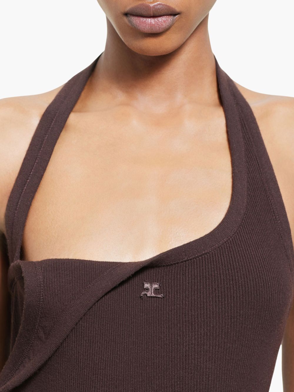 COURREGÈS Ribbed Midi Dress with Asymmetric Hem for Women