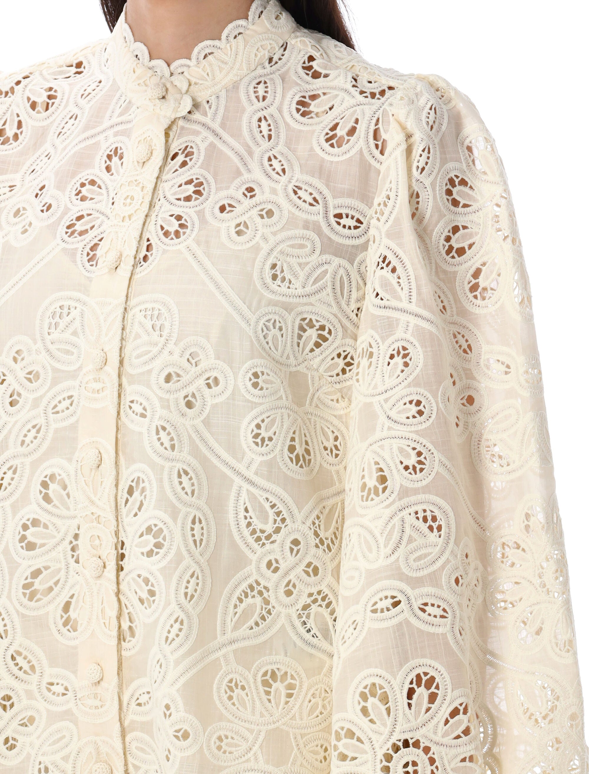ZIMMERMANN Embroidered Blouse with Cut-Out Floral Detailing