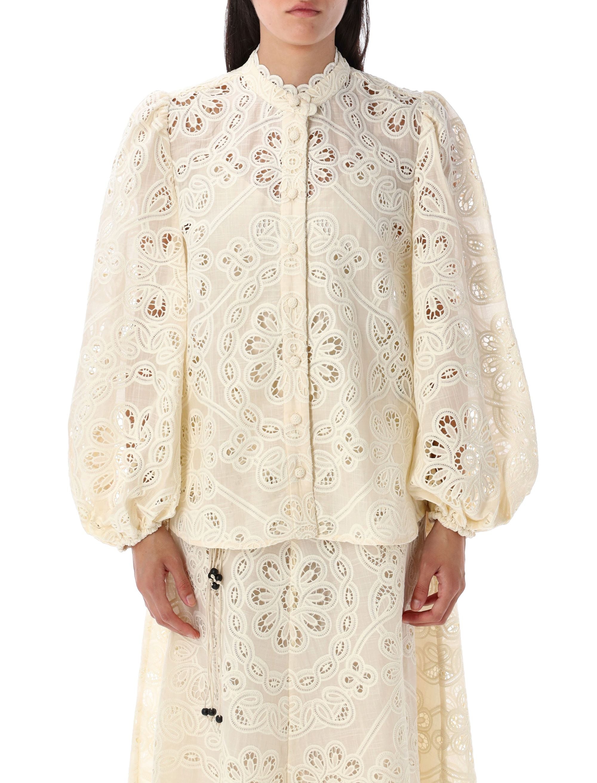 ZIMMERMANN Embroidered Blouse with Cut-Out Floral Detailing