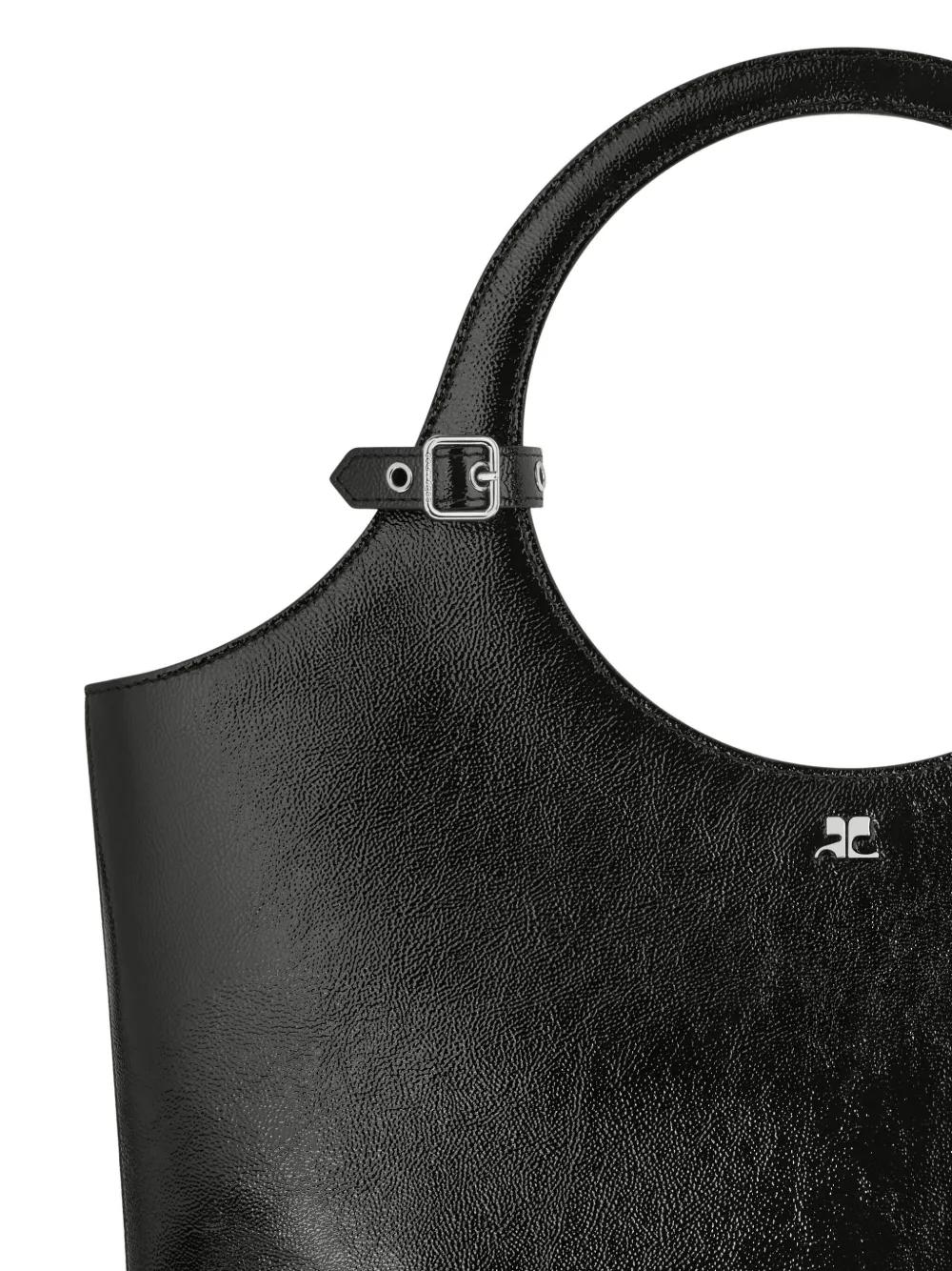 COURREGÈS Medium Leather Tote Handbag with Circular Handles