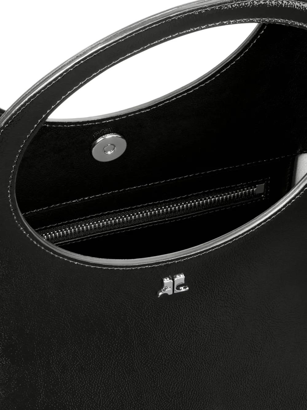 COURREGÈS Medium Leather Tote Handbag with Circular Handles