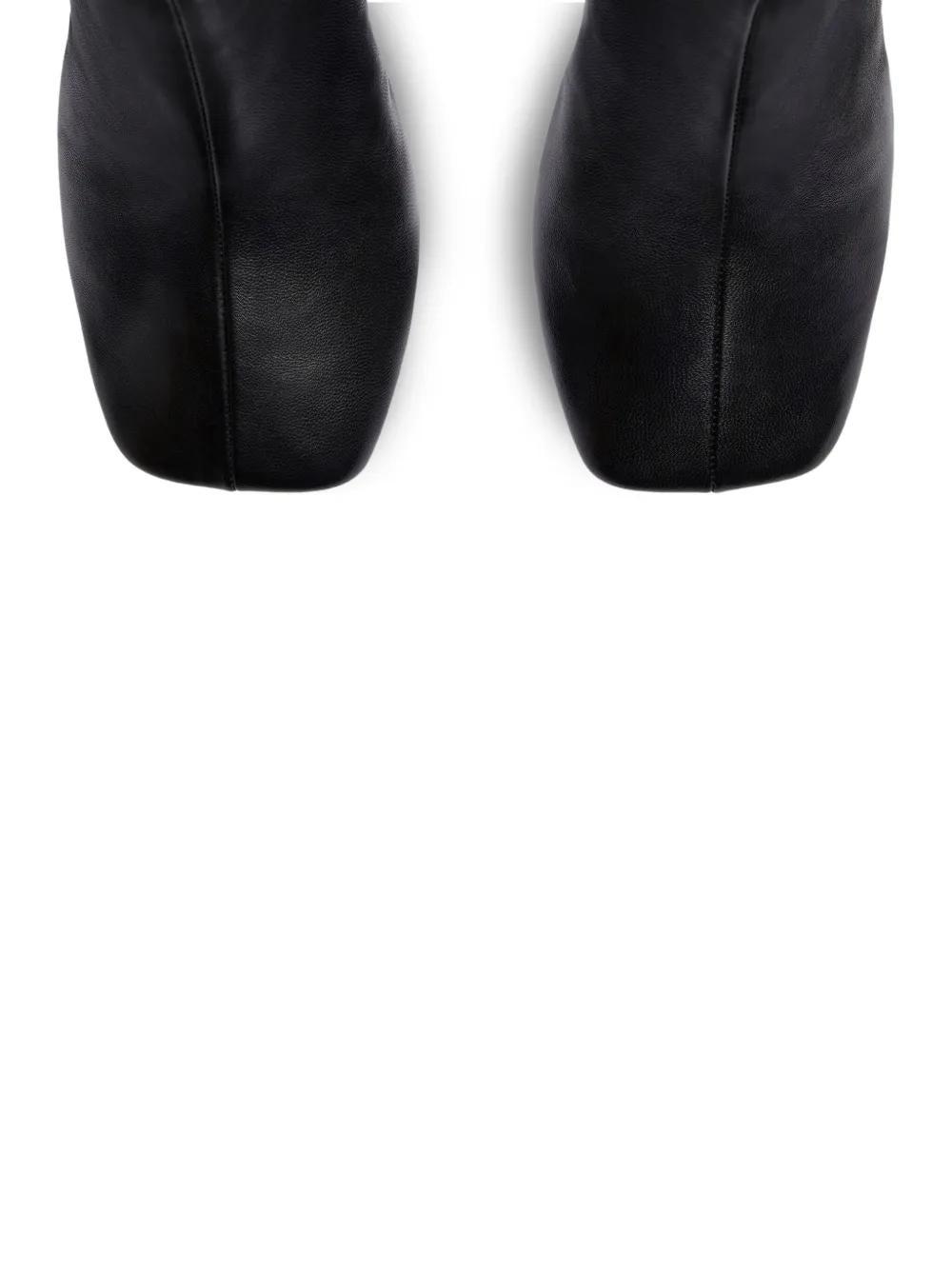 COURREGÈS Leather Ankle Boots with Square Toe