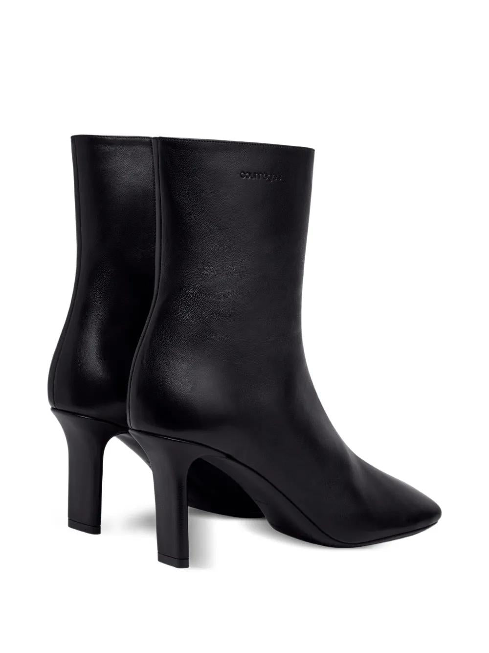 COURREGÈS Leather Ankle Boots with Square Toe