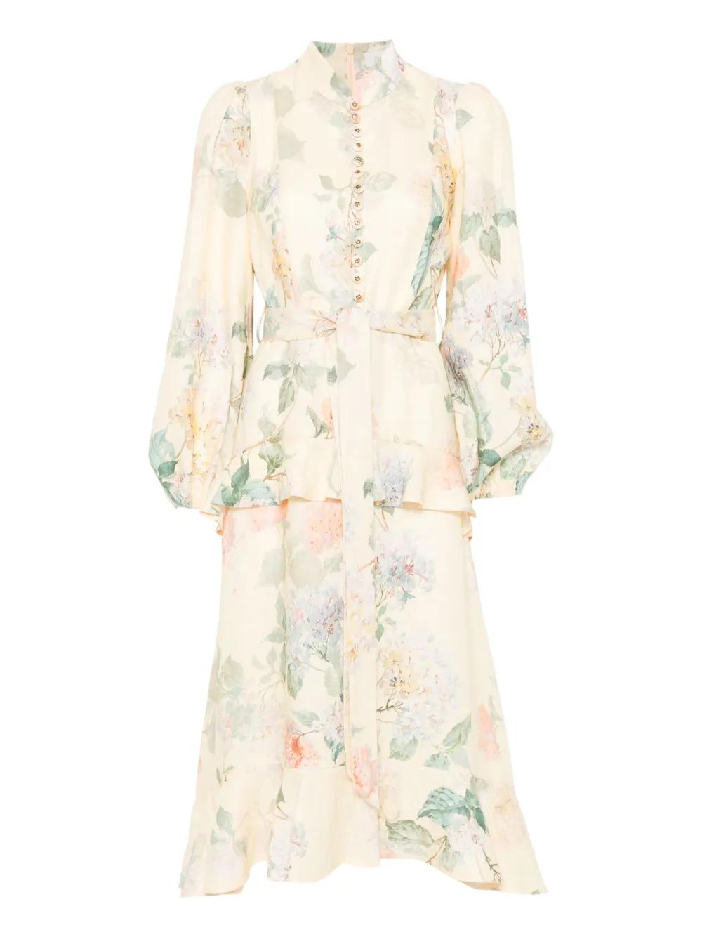 ZIMMERMANN Illuminate Peplum Midi Dress Size 0