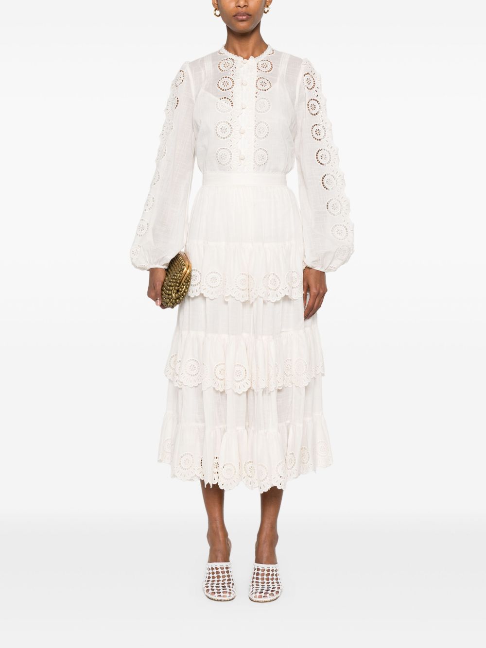 ZIMMERMANN Embroidered A-Line Midi Skirt