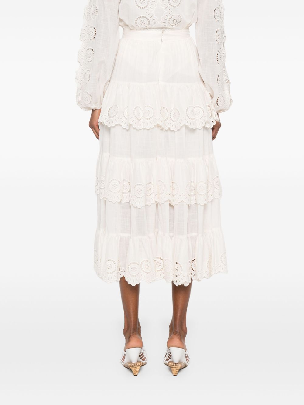 ZIMMERMANN Embroidered A-Line Midi Skirt