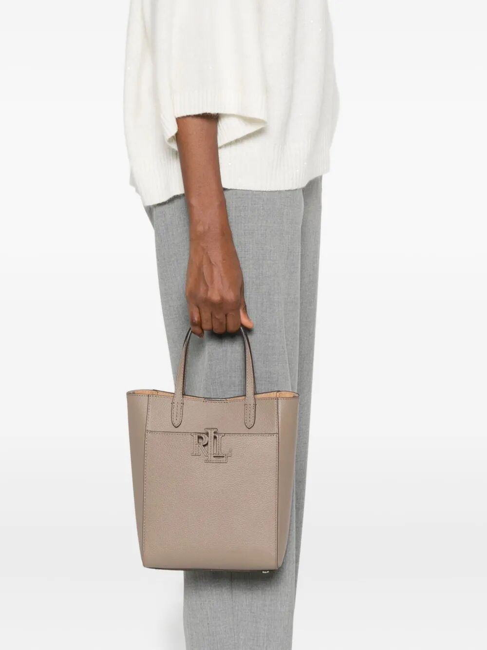 LAUREN RALPH LAUREN Mini Pebbled Leather Tote Handbag