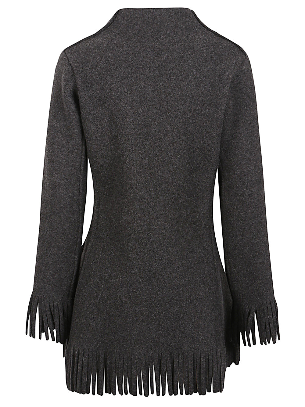 MALIN FRANKE Wool and Cashmere Jacket with Fringed Cuffs and Hem