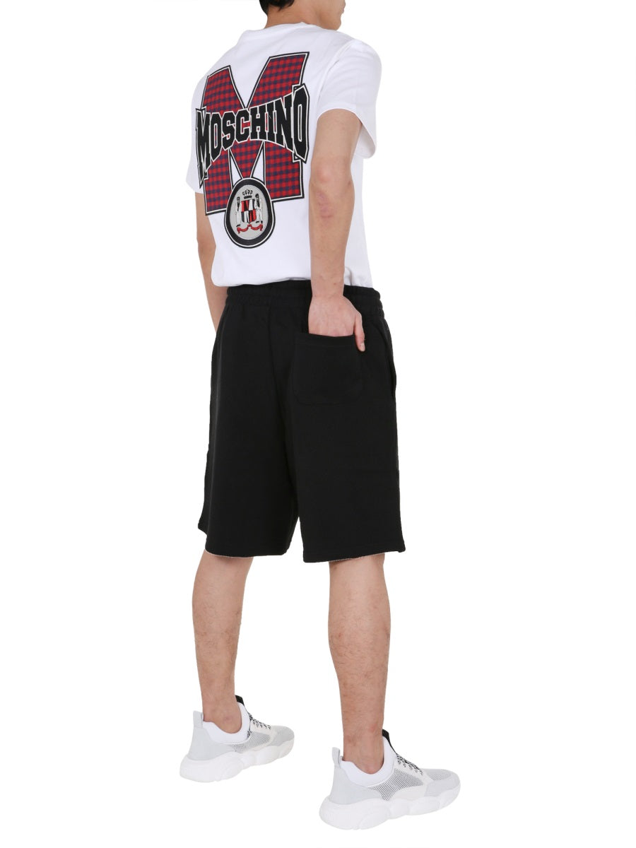 MOSCHINO Maxi Patch Logo Round Neck T-Shirt for Men