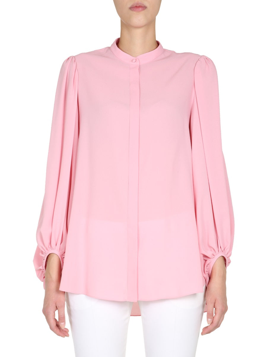 ALEXANDER McQUEEN Silk Shirt with Ribbon Collar
