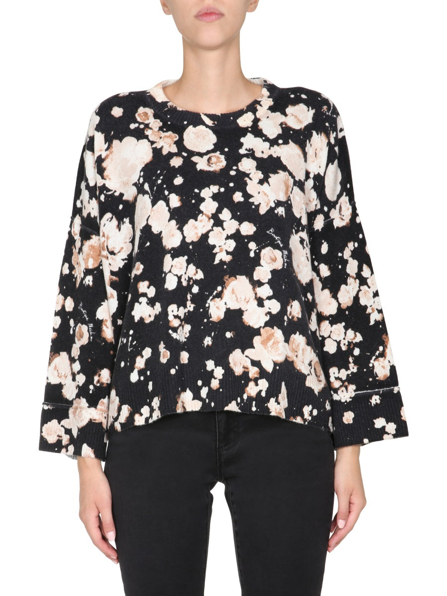 BOUTIQUE MOSCHINO Floral Crew Neck Sweater for Women