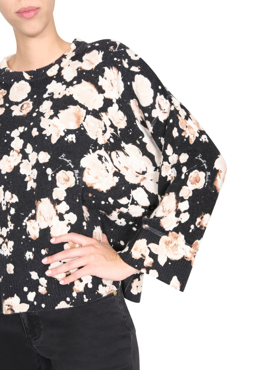 BOUTIQUE MOSCHINO Floral Crew Neck Sweater for Women