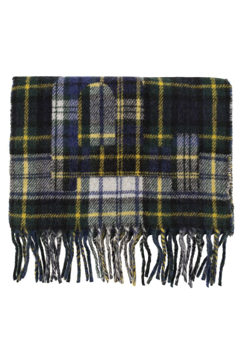 POLO RALPH LAUREN Wool Blend Check Scarf with Fringed Ends - 186 x 30 cm