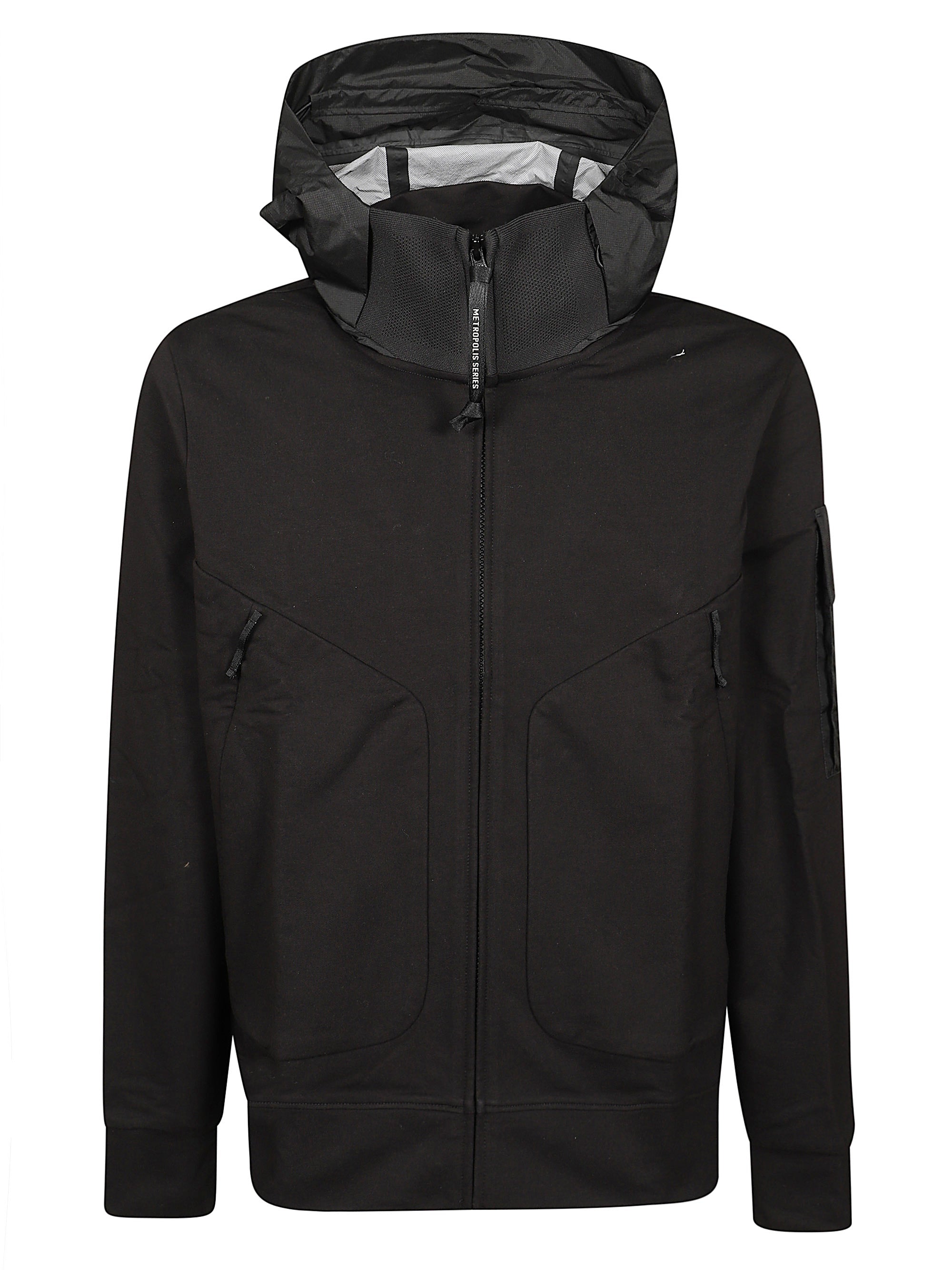 C.P. COMPANY Zip Fastening Hooded Sweatshirt with Logo Patch and Front Pockets