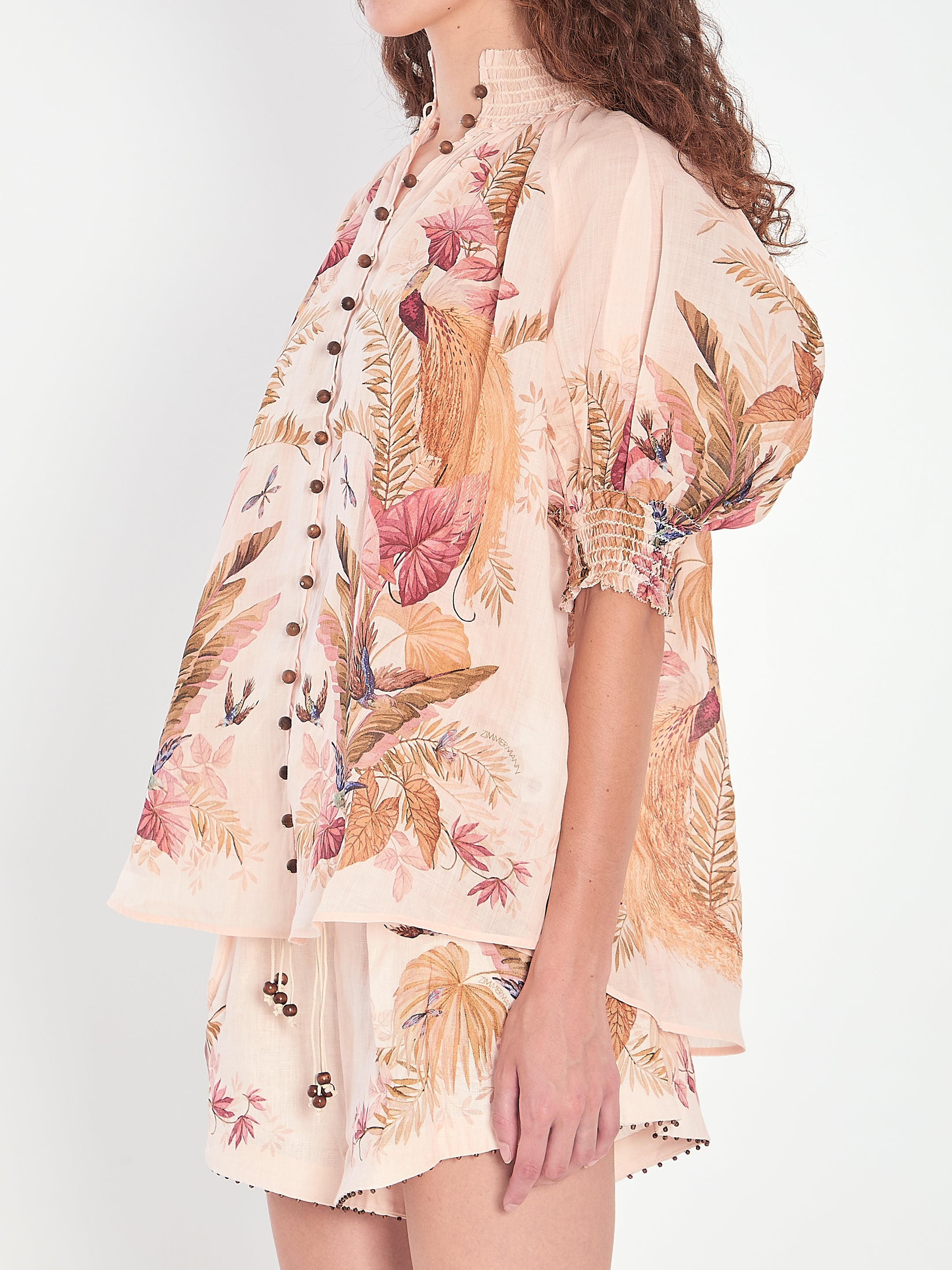 ZIMMERMANN Billow Blouse in Cream Palm Floral - Size 01
