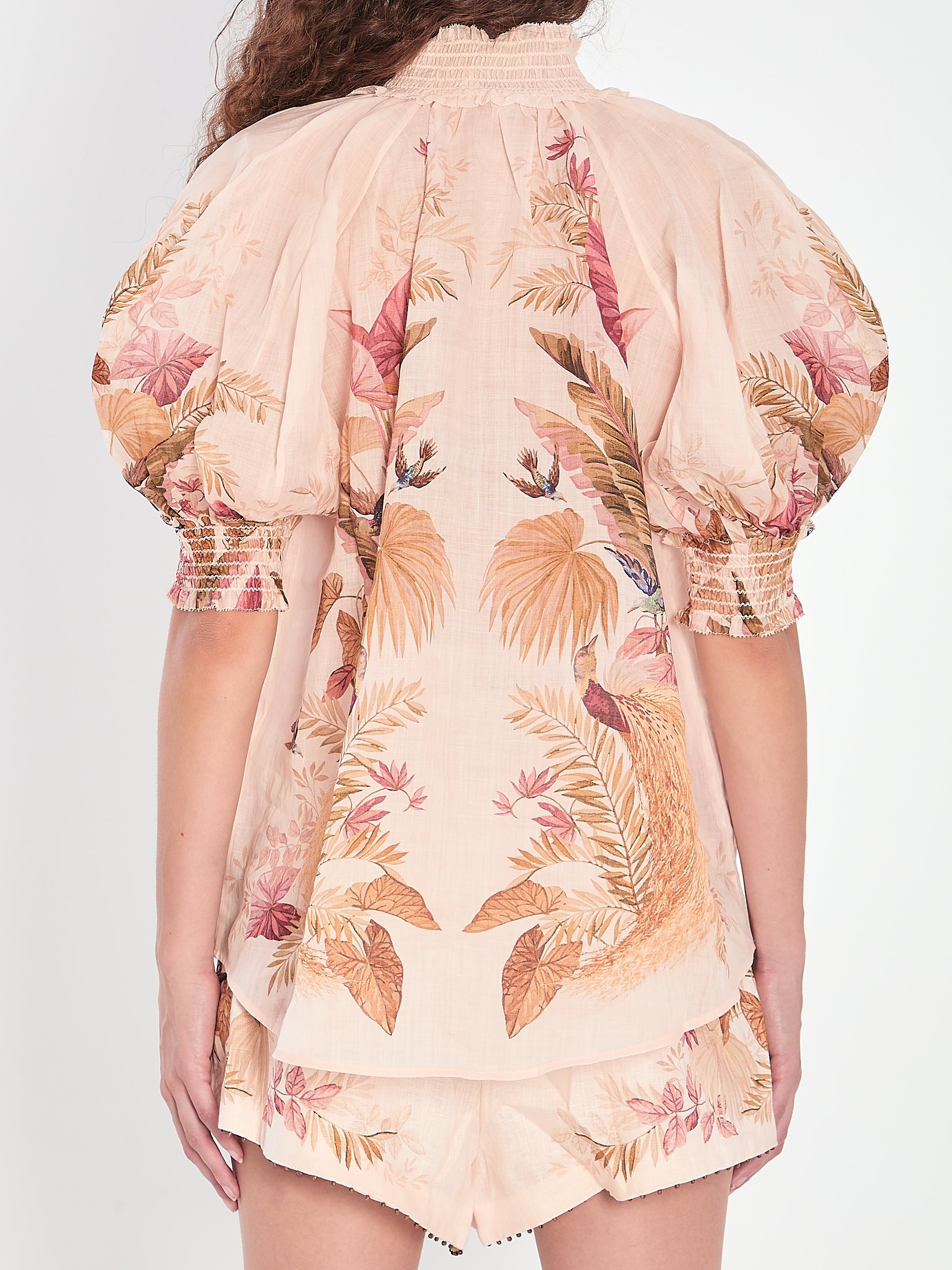 ZIMMERMANN Billow Blouse in Cream Palm Floral - Size 01