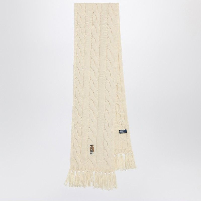POLO RALPH LAUREN Polo Bear Wool Scarf with Fringed Border